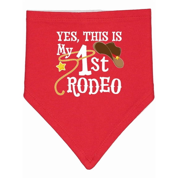 Inktastic Yes, This is My 1st Rodeo Cowboy Hat with Red Band, Lasso Baby Bandana Bib
