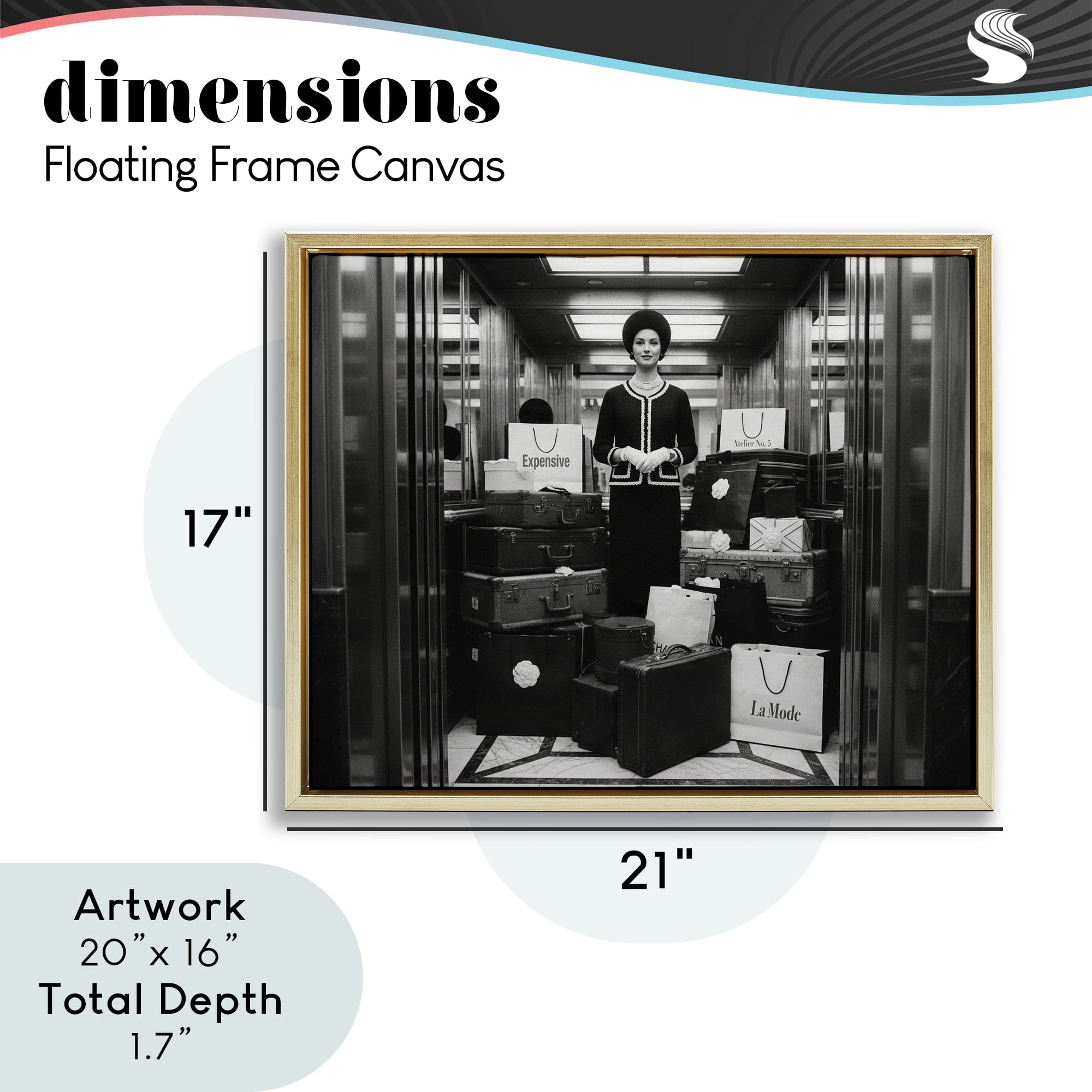 Stupell Industries Elevator Chic Shopping Gold Framed Floater Canvas Wall Art, design by A Barefoot Stylist