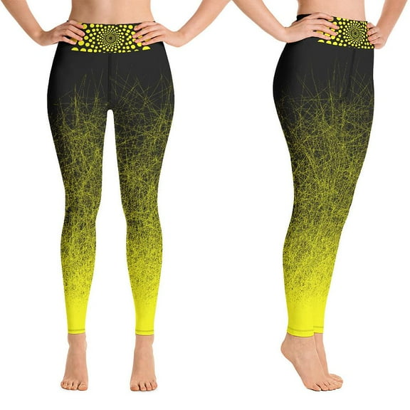 Black & Yellow Workout Leggings for Women Butt Lift Yoga Pants for Women High Waisted Leggings for Women