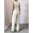 thumbnail image 5 of Women'S 2 Piece Outfits Elegant Blazer Vest Pockets Wide Leg Pant Suit Casual Matching Set White L, 5 of 7