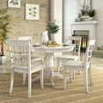 thumbnail image 2 of Lexington 5-Piece Wood Dining Set, Round Table and 4 Window Back Chairs, White, 2 of 6