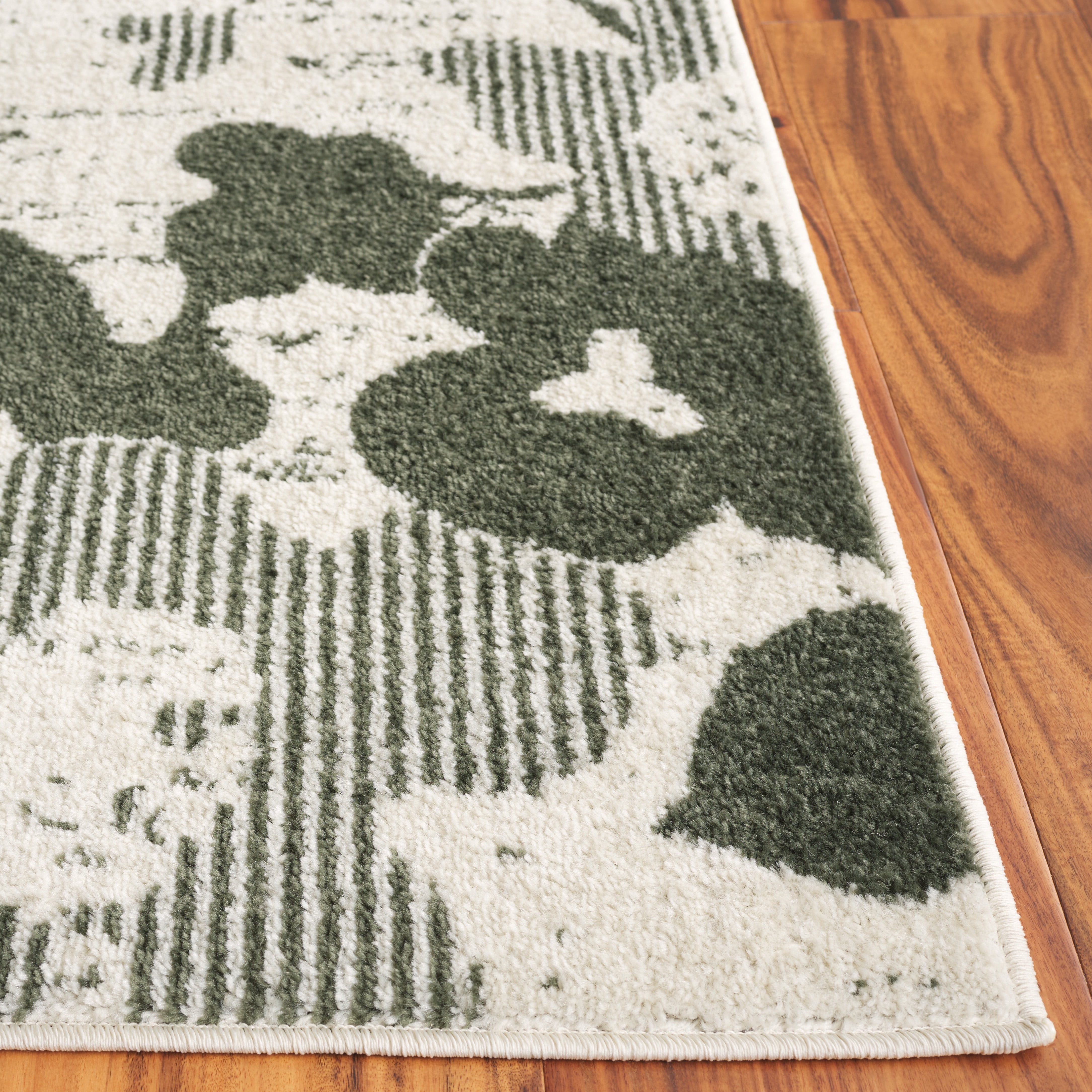 SAFAVIEH Adirondack Hortense Abstract Runner Rug, Ivory/Dark Green, 2'6" x 8'