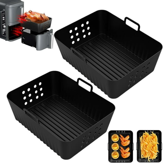 2Pcs Silicone Air Fryer Liners for Ninja SL400UK Non-Stick Silicone Baking Pan BPA Free Oil-Proof Air Fryer Accessory