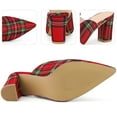 thumbnail image 4 of Unique Bargains Women's Pointed Toe Slip on Chunky Heels Houndstooth Slide Mules, 4 of 6