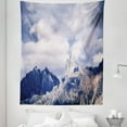 thumbnail image 1 of Alaska Tapestry, Craggy Peaks in Southeast Alaska Fall Season Mountains Landscape Photo, Fabric Wall Hanging Decor for Bedroom Living Room Dorm, 5 Sizes, Grey White Sky Blue, by Ambesonne, 1 of 1