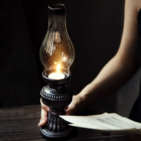 OUNONA  Kerosene Lamp Model Table Vintage Home Decor Desk Lantern Black