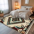 thumbnail image 5 of 8x10 Area Rugs Boho Red Teal Brown Non-Skid Rubber Backing Large Rectangle Rugs - Living Room Bedroom Home Office, Southwestern Vintage Geometric Indoor Floor Mat Carpets Washable Rug, 5 of 9
