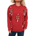 thumbnail image 2 of EchfiProm Holiday Sweaters for Women Pullover Christmas Red Work Long Sleeve Womens Tops, 2 of 9