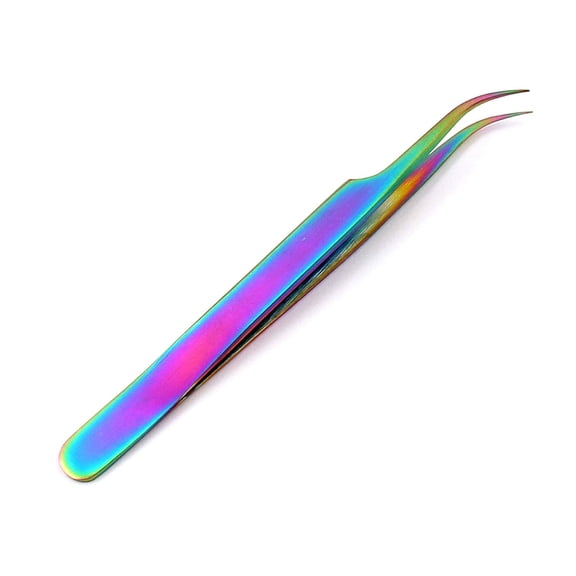 OdontoMed2011® Stainless Steel Multi Rainbow Color 3d Eyelash Extension Tweezers Strong Curved Jewelry-making, Laboratory Work