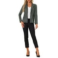 thumbnail image 2 of INSPIRE CHIC Women's Faux Suede Blazer Lapel Collar Long Sleeves Wear-to-Work Jacket XS Dark Grey, 2 of 6