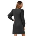 thumbnail image 2 of TEMOFON Women Knit Sweater Dress Puff Long Sleeve Dress for Fall Winter Round Neck Casual Tunic Dress with Pockets, 2 of 8