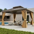 thumbnail image 4 of Costway Pavillon à Toit Rigide 14 x 12 Pi, Cadre en Aluminium, Pavillon Permanent avec Rideaux et Moustiquaire, 4 of 10