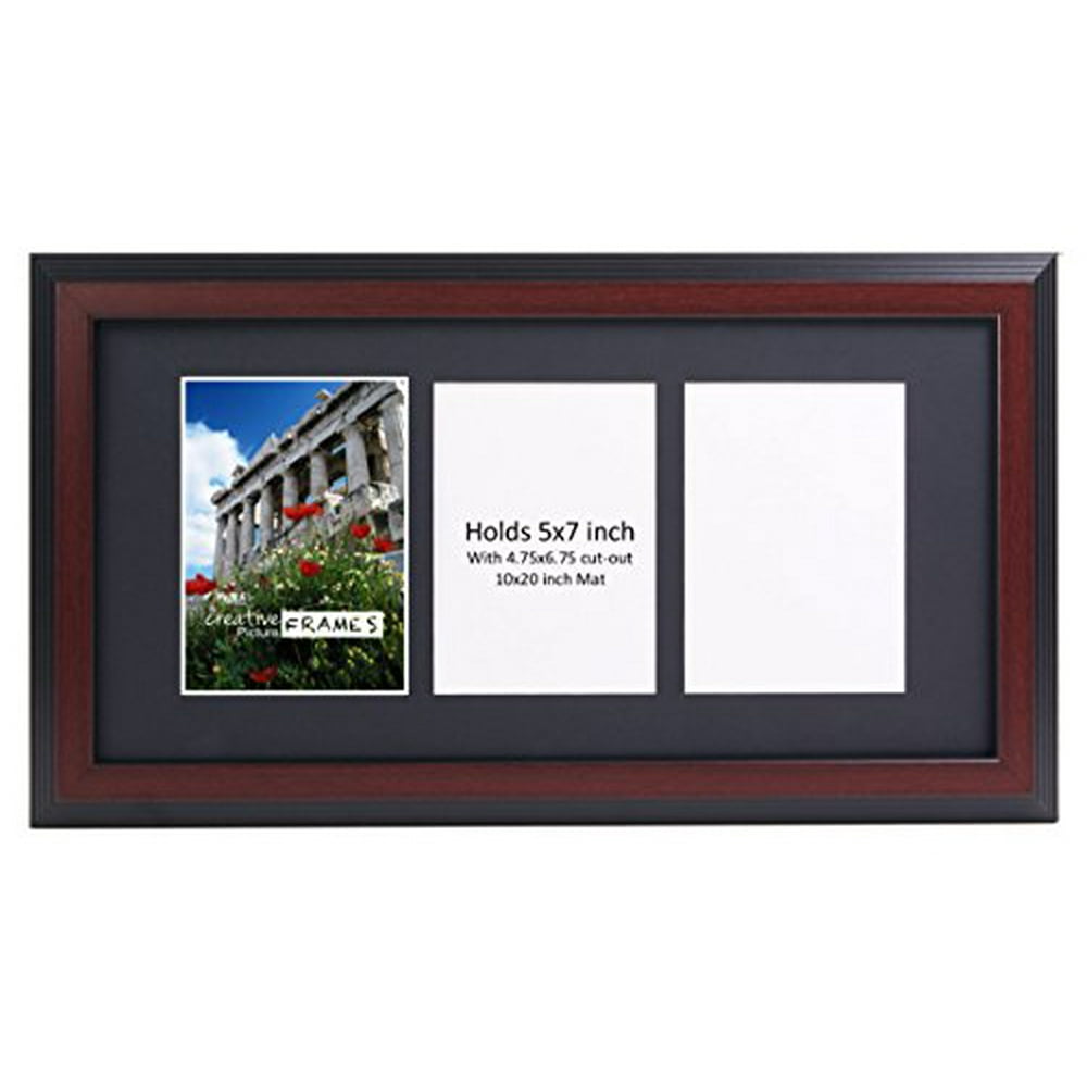 CreativePF 3 Opening Mahogany Picture Frame with Glass to Hold 5 by 7