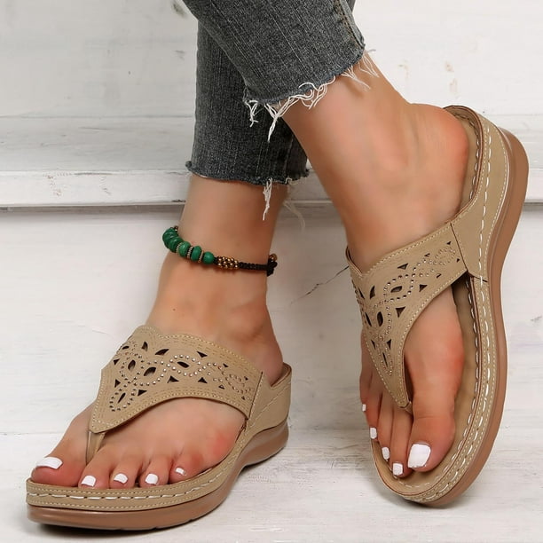 Vikakiooze Summer Comfortable Wedge Slippers Women Wear Thick Bottom Casual Beach Sandals