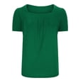 thumbnail image 5 of Wycnly Shirts for Women Soft Breathable Pleated Swing Hem Pullover Tunic Tops Summer Casual Square Neck Short Sleeve Solid Ladies Blouses Green s, 5 of 7