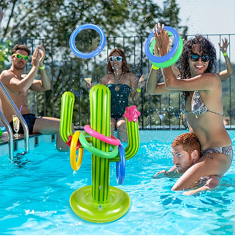 JoyStone Pool Toys Games Set, Floating Basketball Hoop Inflatable Cross Ring Toss Game Toys for Kids Adults, Summer Party Swimming Pool Water Games