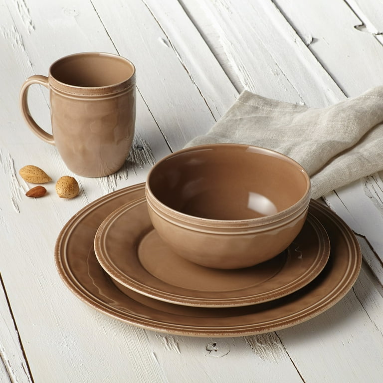 Rachael Ray Cucina 16-Piece Stoneware Dinnerware Set, Mushroom Rachael Ray Cucina 16-Piece Stoneware Dinnerware Set, Mushroom