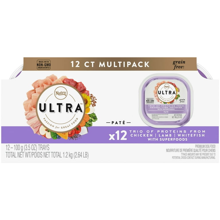 Nutro Ultra Adult Grain Free Wet Dog Food Chicken Lamb Whitefish Trio 12 3.5 Oz. Trays Walmart
