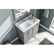 Eviva Happy 30 x 18 Transitional Gray Bathroom Vanity with White Carrara Marble Countertop