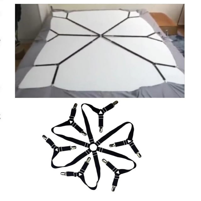 Tnarru Support de Drap Réglable Pince Sangle de Drap Pinces de Matelas Sangles pour Housses de Matelas Draps, Noir
