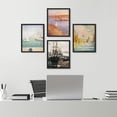 thumbnail image 4 of PixonSign Framed Wall Art Nautical Sailboat Ship Ocean Seascapes Posters, Set of 4 Multicolor Sea Landscape Canvas Prints, Nature Wilderness Wall Décor for Home Decor - 12"x16" Black, 4 of 5