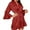 Red, variant on harmtty Women Pajamas Cardigan Silky Above Knee Long Sleeves Solid Color Satin Tight Waist Ruffle Lace Up Lady Sleeping Gown for Bedroom,Purple