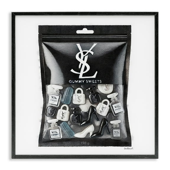 Stupell Industries Black Glam Candies Fashion Painting Black Framed Art Print Wall Art, 12 x 12