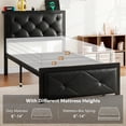 thumbnail image 6 of Honfach Twin Bed Frame with Storage Drawers, PU Leather Upholstered Platform Bed Frame with Charging Station, No Box Spring Needed, Heavy-Duty Metal Slats Support, Noise-Free, Easy Assembly, Black, 6 of 7