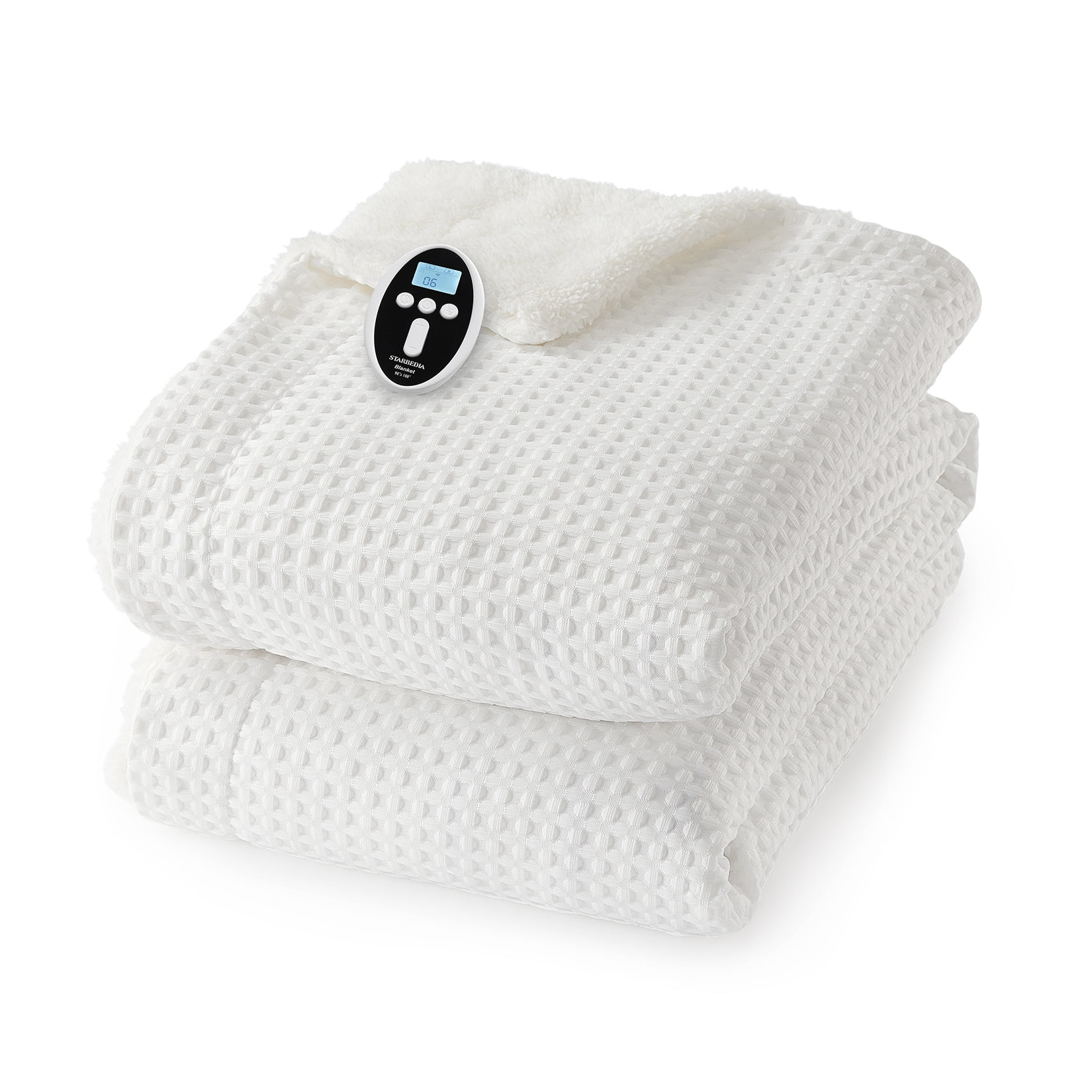 Heated Blanket with Wireless LCD Controller, 90" x 100" King Size Waffle Electric Blankets, Machine Washable Heated Blanket , ETL Certified, White