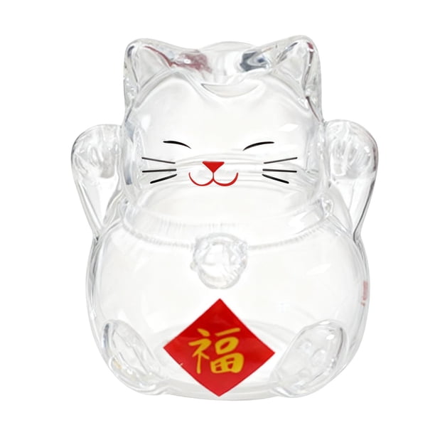 Tarro de dinero de gato 3D de vidrio de borosilicato compacto de 1 cm de altura de apertura de 6 cm Adorable para Estilo B