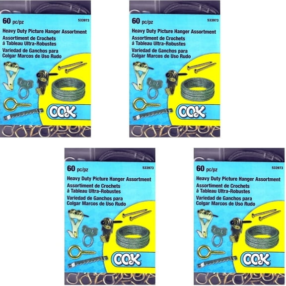 Bundle of 4 Kits - Ook Heavy Duty Picture Hanger Kit - 533973 (60-Piece Pack)