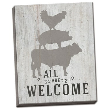Gango Home Decor Country-Rustic All Are Welcome by Misty Michelle (Ready to Hang); One 12x16in Hand-Stretched Canvas