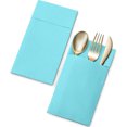 thumbnail image 3 of BloominGoods Colored Paper Disposable Dinner Napkins with Flatware Pocket, Mint Blue 50-Pack, 3 of 9