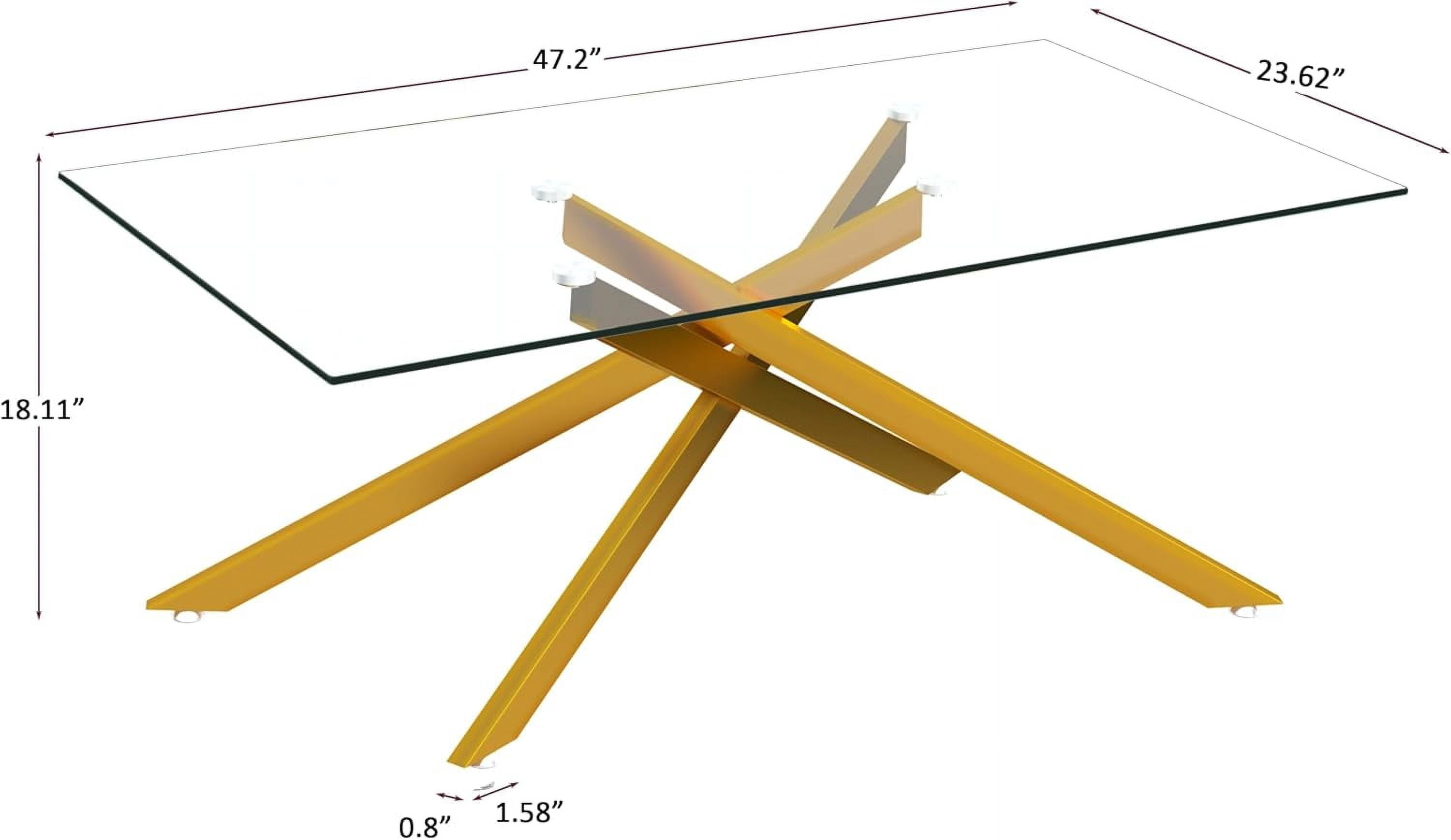 Glass Coffee Table, Holaki 47.2" Clear Rectangle Glass Coffee Table, Modern Coffee Table with Metal Legs, Center Table Sofa Table Home Furniture for Living Room