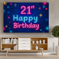 thumbnail image 2 of Neon Style 21st Happy Birthday Banner Backdrop Background Party Supplies Birthday Decoration Photography Props Decorations Birthday Party Event Decor, 2 of 7