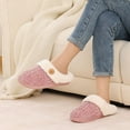 thumbnail image 3 of Litfun Fuzzy Slippers for Women Chenille Knit Fleece Slippers Memory Foam House Shoes, Buttoned Pink, Size 9.5-10.5, 3 of 8