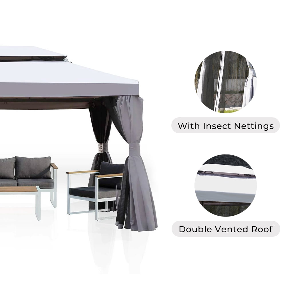 Grand Patio Outdoor Soft-Top Gazebo, Water-Resistant Gray Patio Covers Gazebos, Curtains, 10 x 13 ft