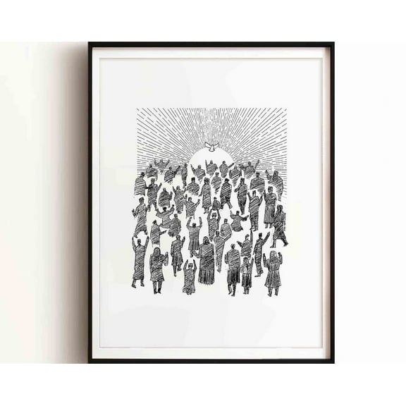 Pentecost Holy Spirit Christian Bible Art Modern Bible, Baptism Gift Wall Art Christ Print Bible Sketch Scripture Home Decor Wall Art, Modern Wall Decor, 8x12 UNFRAMED