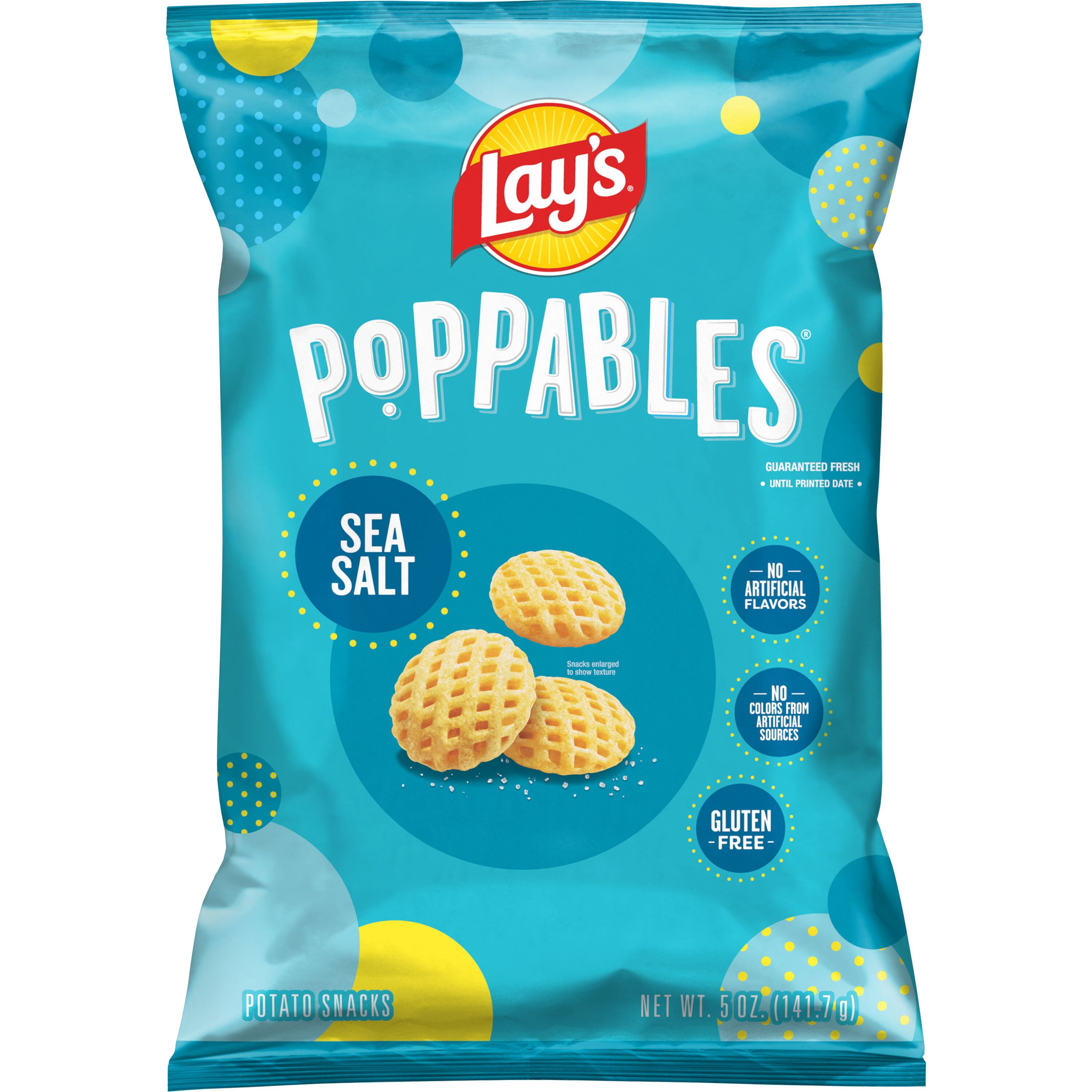 (4 pack) Lay's Poppables Sea Salt Potato Snacks, 5 oz Single Bag