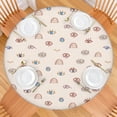 thumbnail image 2 of Brown Boho Eye and Rainbow Pattern Round Fitted Tablecloth with Elastic Edge,Dining Table Cover Waterproof,Outdoor Round Tablecloth for Camping,Dining,Indoor and Outdoor, 2 of 7
