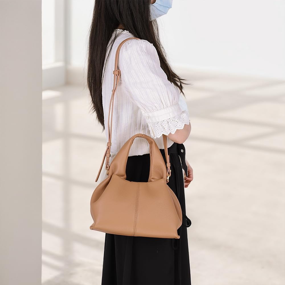 Cloud Pouch Bag Dumpling Clutch Purse Handbag Leather Tote Shoulder Bag Retro Crossbody bag with Removable Strap