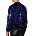 thumbnail image 3 of INSPIRE CHIC Men's Jacket Argyle Sequin Baseball Jacket Party Club Shiny Jacket M Blue, 3 of 5