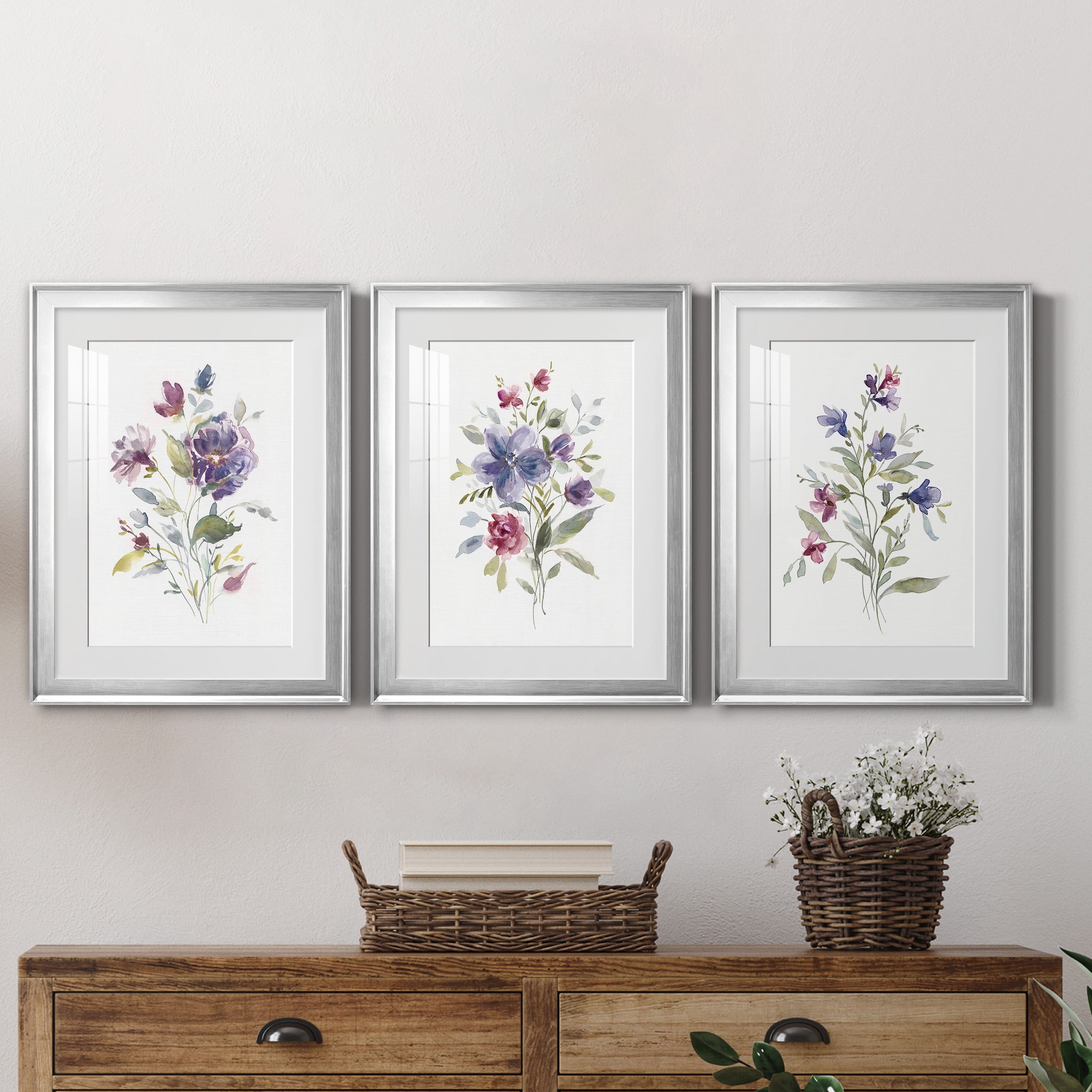 Color Variety I Premium Framed Prints Set of 3 - Ready to Hang - 22 x 30 Each - Silver Frame