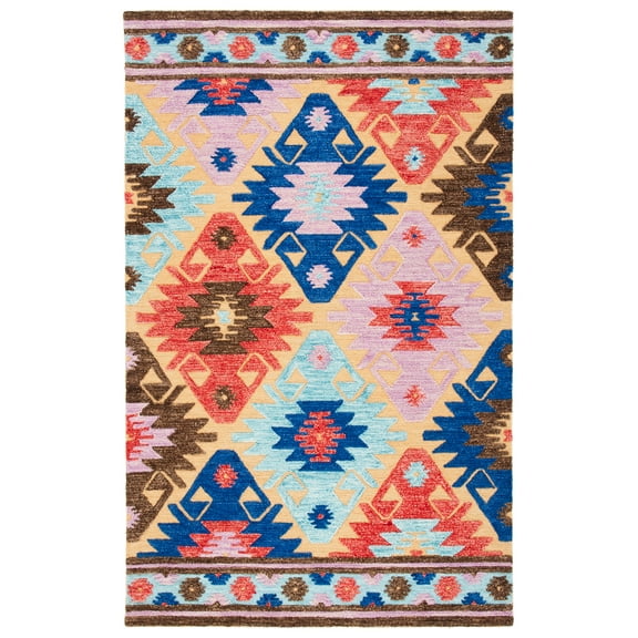 SAFAVIEH Aspen Darina Tribal Area Rug, Gold/Blue, 5' x 8'