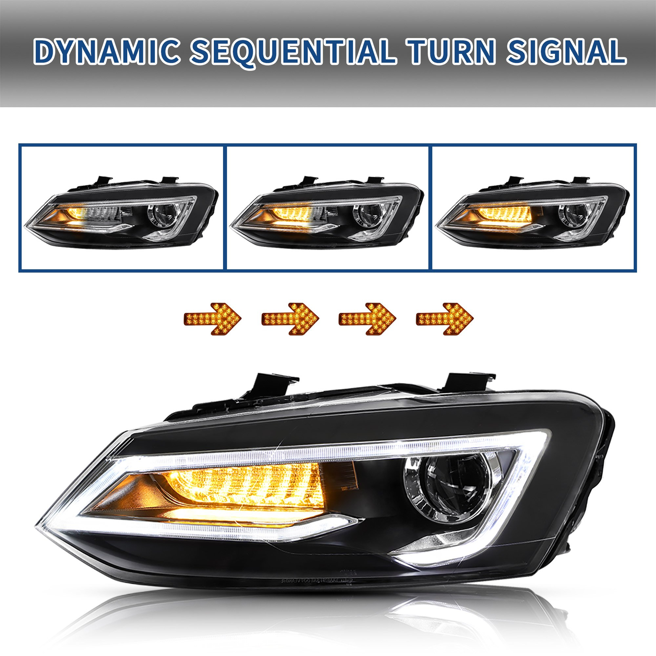 LED Headlights For Volkswagen (VW) Polo 2011-2017 Turn Signal Light  Assembly