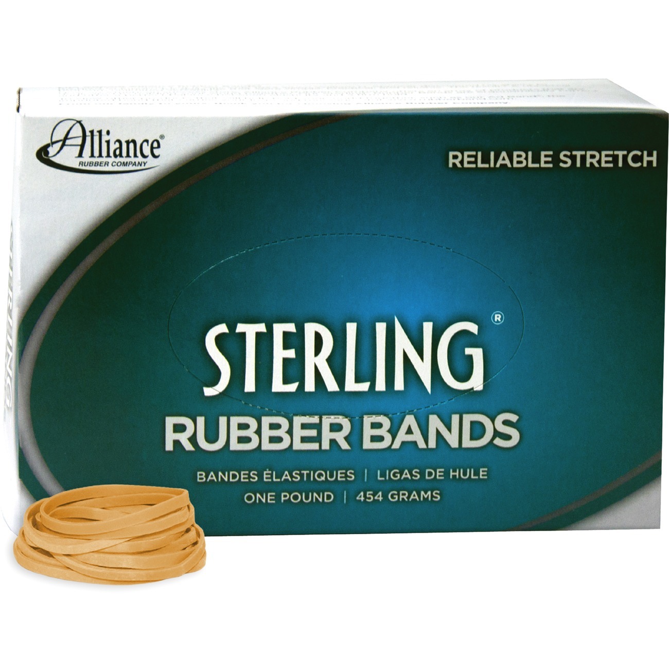 Alliance Sterling Rubber Bands, Size 31 (2-1/2" x 1/8"), 1 lb Box of Approx. 1200 Bands, Natural Crepe, (24315)