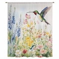 thumbnail image 2 of Floral Hummingbird Sheer Curtains 45 Inches Long, Spring Watercolor Flowers Light Filering Curtains, Breathable Simi Curtain Privacy Drapes for Kitchen Bathroom Lightweight Small Window Treatment, 2 of 9