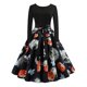 thumbnail image 3 of Vestido de columpio de fiesta con lazo y estampado de calabaza de Halloween vintage para mujer (gris M) Ndcxsfigh Para estrenar, 3 of 9