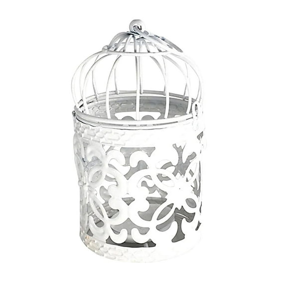 Household Pendant, Ongmies Hollow Candlestick Tealight Holder Small Bird Cage Vintage Candle Decorative Metal Candle Holder for Hanging or Table Top Home Decor Wedding Party Accessory White, Hangs