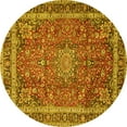 thumbnail image 1 of Ahgly Company Machine Washable Indoor Round Persian Yellow Traditional Area Rugs, 4' Round, 1 of 4